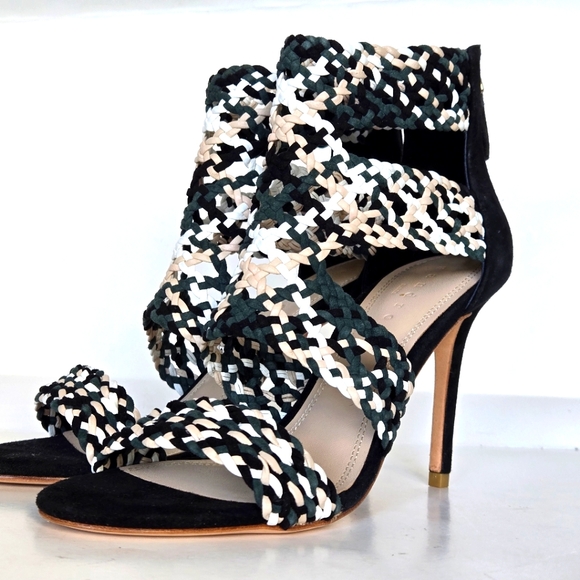 SANDRO NWT AGATE STILETTOS BRAIDED LEATHER SZ 38 - Picture 4 of 9